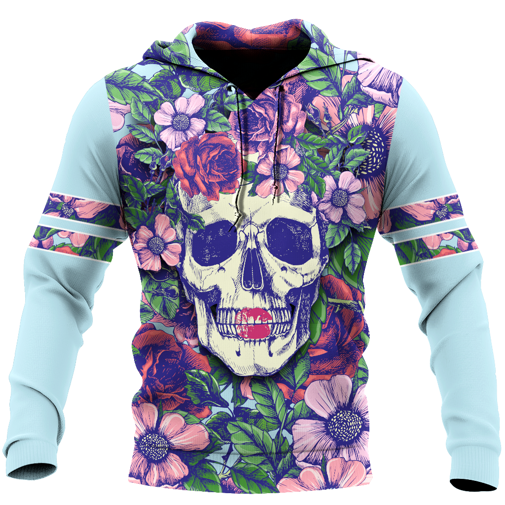 Skull Gifts Rose Love Skull all over printed US Unisex Size Hoodie