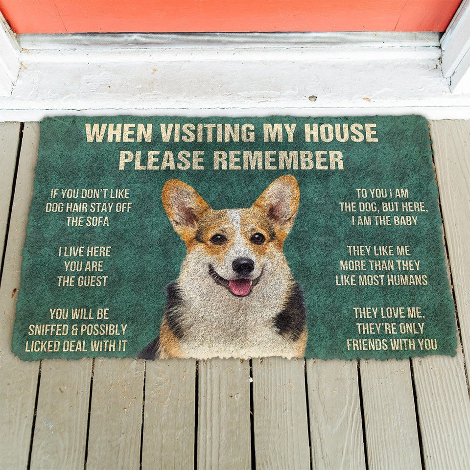 3D Please Remember Corgi Dog's House Rules Doormat