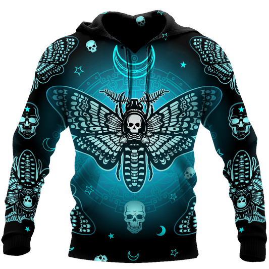 Skull Gifts Butterfly Love Skull all over printed US Unisex Size Hoodie