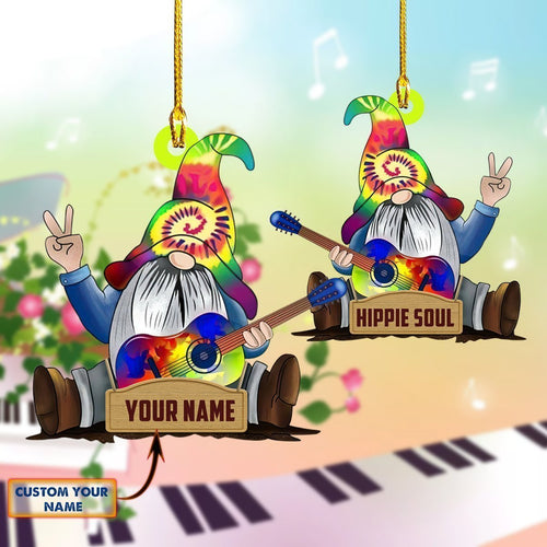 Ornament - Hippie - Custom Shaped Flat Ornament, Gnome Ornament Christmas, Home Decor, Christmas Decor