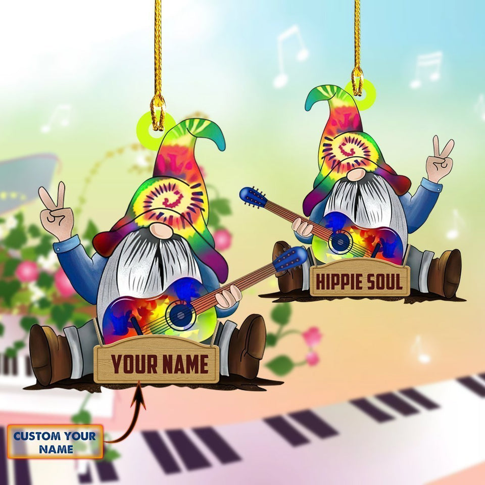 Ornament - Hippie - Custom Shaped Flat Ornament, Gnome Ornament Christmas, Home Decor, Christmas Decor