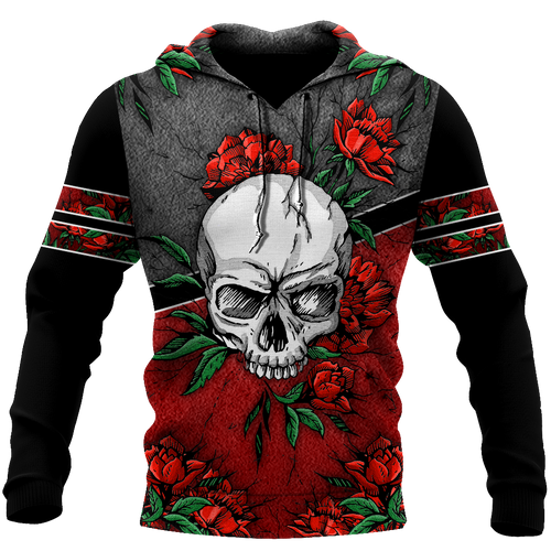 Skull Gifts Love Rose And Skull all over US Unisex Size Hoodie
