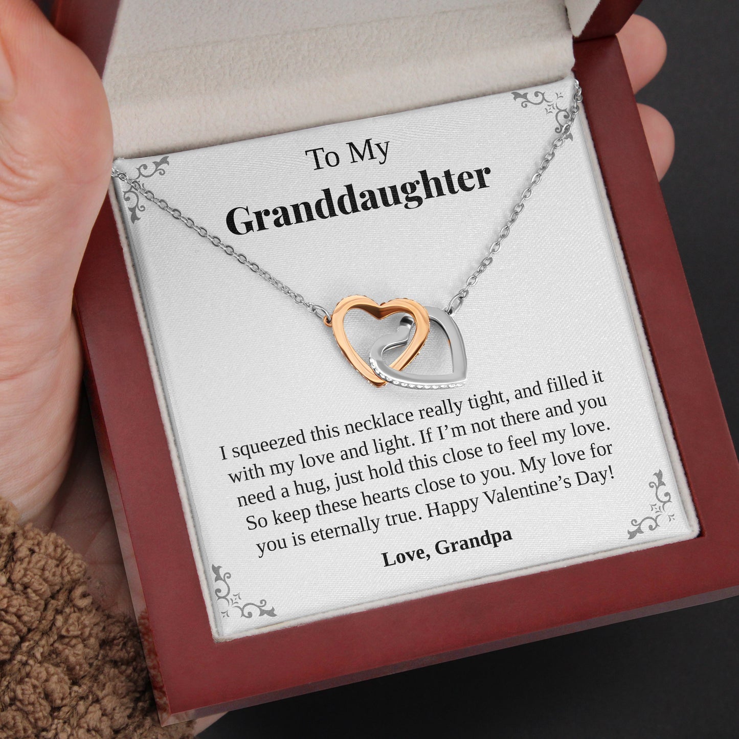 Interlocking Hearts Necklace- To My Granddaughter Eternal Love Gift For Granddaughter, For Birthday, Christmas, Mother's Day