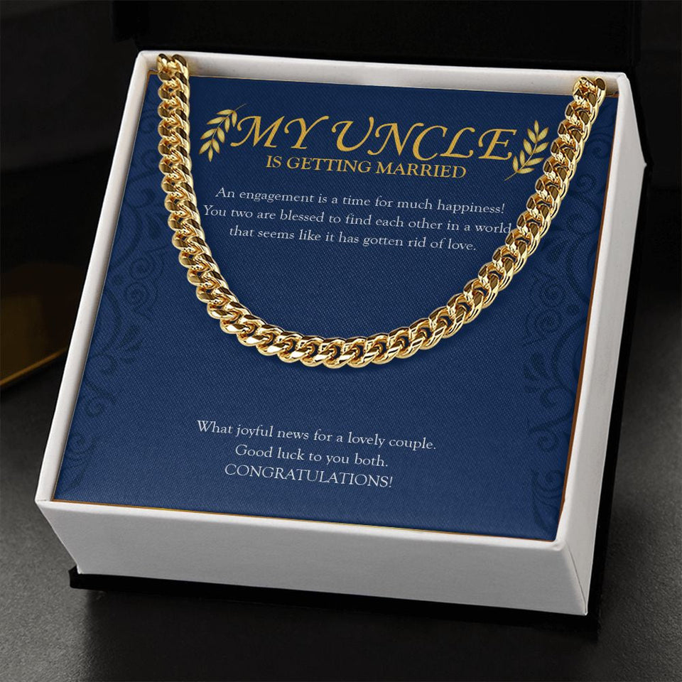"Gotten Rid Of Love" Uncle Engagement Necklace Gift From Niece Nephew Cuban Link Chain Jewelry Box