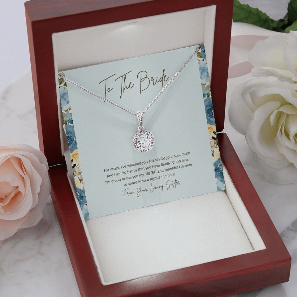 "Finally Found Him" Bride Wedding Day Necklace Gift From Sister Eternal Hope Pendant Jewelry Box