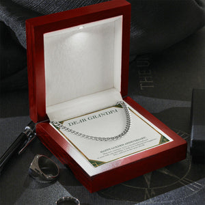 "Nothing But Happiness" Grandpa Golden Wedding Anniversary Necklace Gift From Granddaughter Grandson Cuban Link Chain Jewelry Box