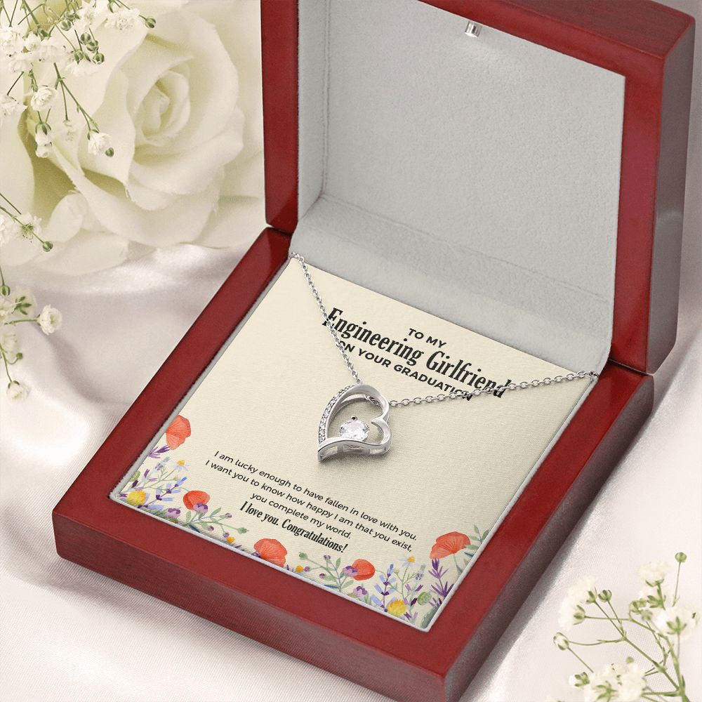 "Lucky To Fall In Love" Engineering Girlfriend Graduation Necklace Gift From Boyfriend Forever Love Pendant Jewelry Box