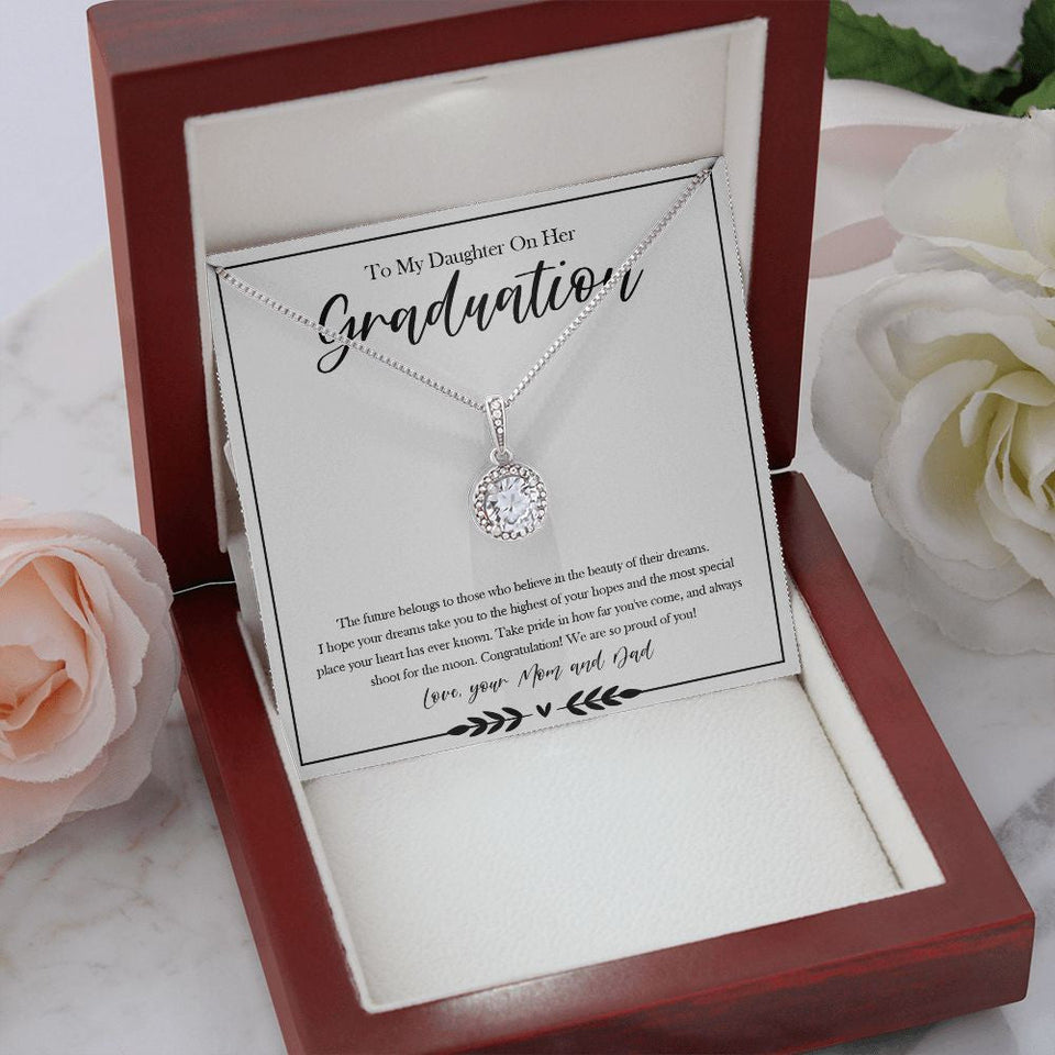 "Those Who Believe" Daughter Graduation Necklace Gift From Dad Mom Eternal Hope Pendant Jewelry Box