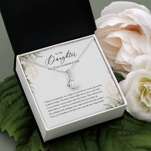 "Hardwork And Sacrifices" Daughter Graduation Necklace Gift From Mom Dad Alluring Beauty Pendant Jewelry Box