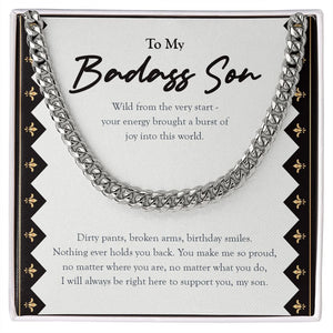 "Wild From The Very Start" Badass Son Necklace Gift From Mom Dad Cuban Link Chain Jewelry Box Birthday Graduation Christmas New Year