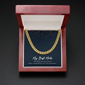 "You Deserved It" Best Mate Promotion Necklace Gift From Bestfriend Bestie BFF Cuban Link Chain Jewelry Box