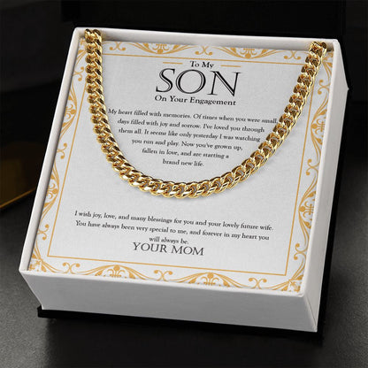 "Seems Like Yesterday" Son Engagement Necklace Gift From Mom Dad Parents Cuban Link Chain Jewelry Box