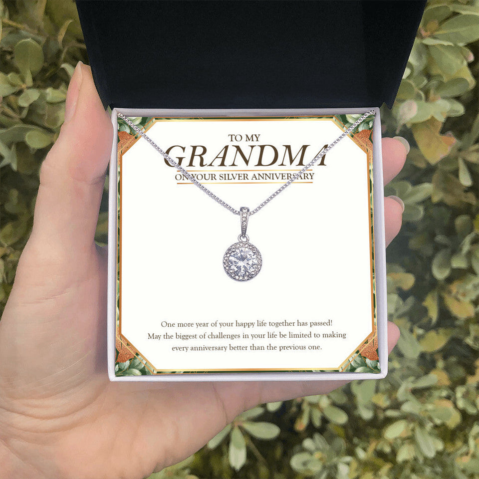 "Better Than The Previous One" Grandma Silver Wedding Anniversary Necklace Gift From Granddaughter Grandson Eternal Hope Pendant Jewelry Box