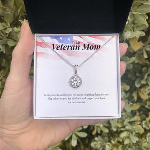 "Big Salute To You" Veteran Mom Necklace Gift From Daughter Son Eternal Hope Pendant Jewelry Box Deployment Veterans Day Thanksgiving