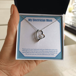 "Be Proud Of Your Work" Electrician Mom Necklace Gift From Daughter Son Forever Love Pendant Jewelry Box Birthday Christmas Thanksgiving Valentines