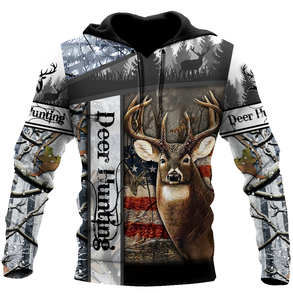 Hunting Gifts Deer Hunting Gifts Deer Hunting All Over Printed US Unisex Size Hoodie