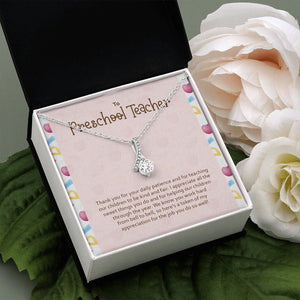 "Teaching Our Children" Preschool Teacher Necklace Gift From Student Teacher Alluring Beauty Pendant Jewelry Box Teachers Day Graduation Christmas