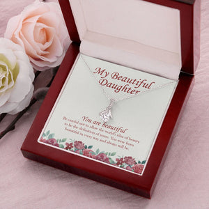 "You Are Beautiful" Beautiful Daughter Necklace Gift From Mom Dad Parents Alluring Beauty Pendant Jewelry Box Christmas Birthday New Year Valentines