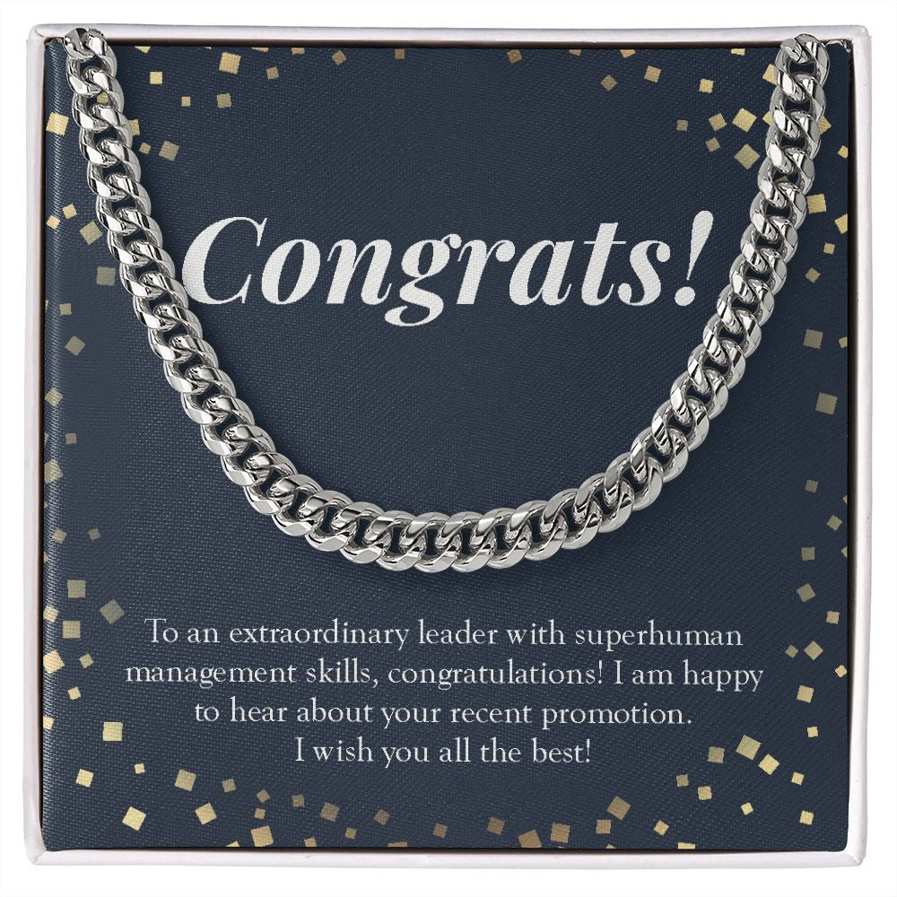 "An Extraordinary Leader" Job Promotion Necklace Gift From Colleagues Co-workers Cuban Link Chain Jewelry Box