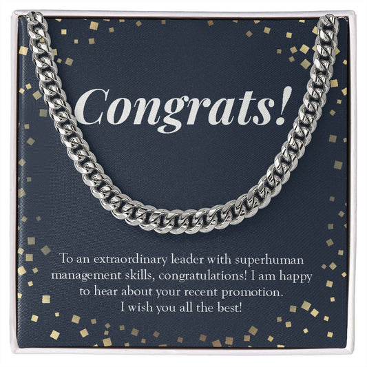 "An Extraordinary Leader" Job Promotion Necklace Gift From Colleagues Co-workers Cuban Link Chain Jewelry Box