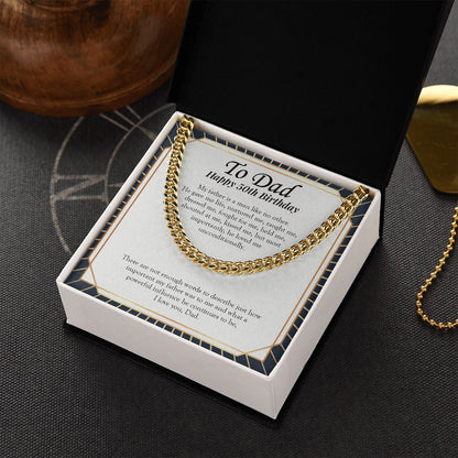 "A Powerful Influence" Dad 50th Birthday Necklace Gift From Daughter Son Cuban Link Chain Jewelry Box