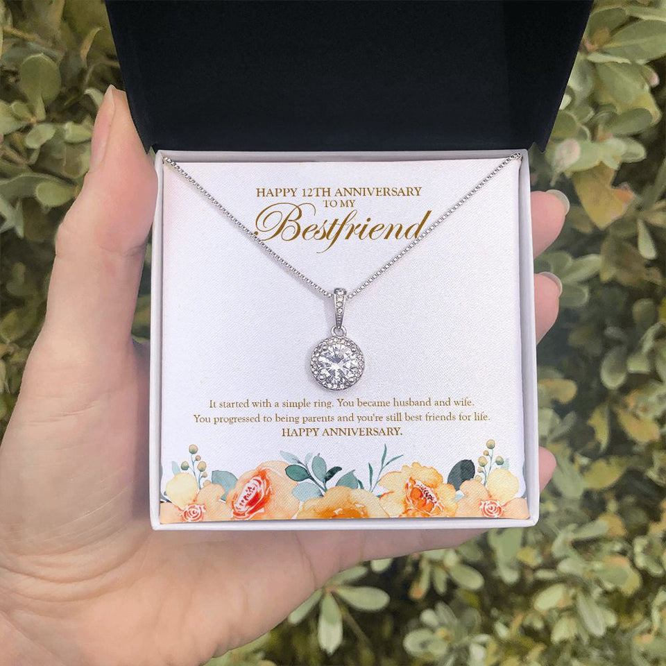 "A Simple Ring" Bestfriend 12th Wedding Anniversary Necklace Gift From Bestie BFF Soul Sister Eternal Hope Pendant Jewelry Box