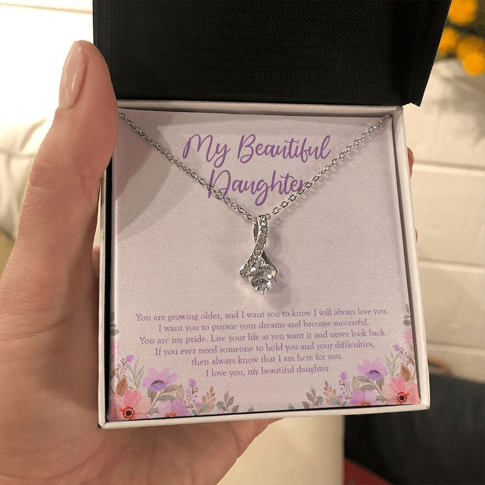 "You Are My Pride" Beautiful Daughter Necklace Gift From Mom Dad Alluring Beauty Pendant Jewelry Box Birthday Graduation Christmas Engagement