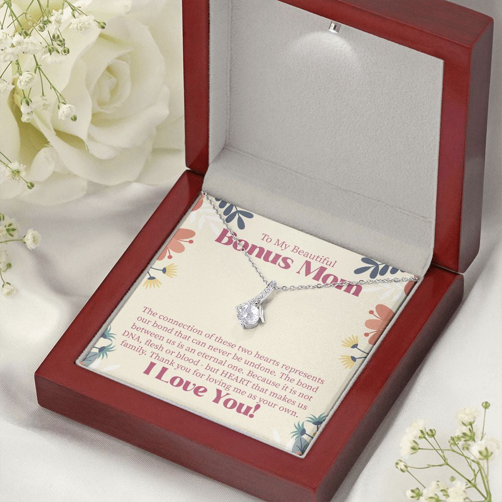 "Two Hearts" Beautiful Bonus Mom Necklace Gift From Daughter Son Alluring Beauty Pendant Jewelry Box Birthday Thanksgiving Mothers Day Christmas