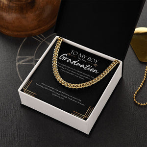 "When You Stop Trying" Son Graduation Necklace Gift From Dad Mom Cuban Link Chain Jewelry Box