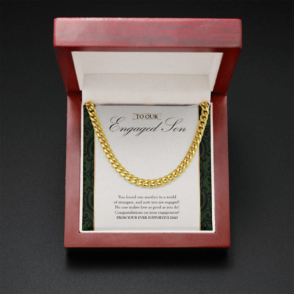 "In A World Of Strangers" Son Engagement Necklace Gift From Dad Cuban Link Chain Jewelry Box