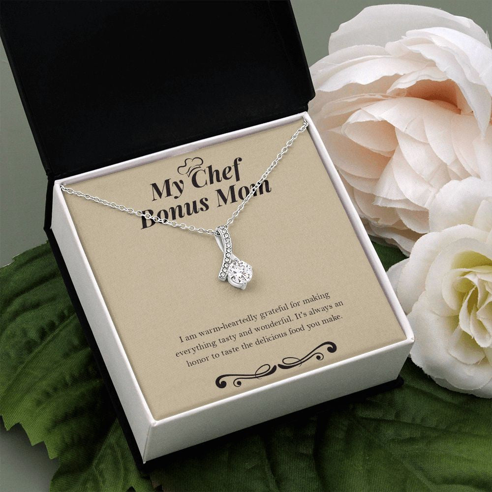 "Delicious Food You Make" Chef Bonus Mom Necklace Gift From Daughter Son Alluring Beauty Pendant Jewelry Box Birthday Christmas Valentines Thanksgiving