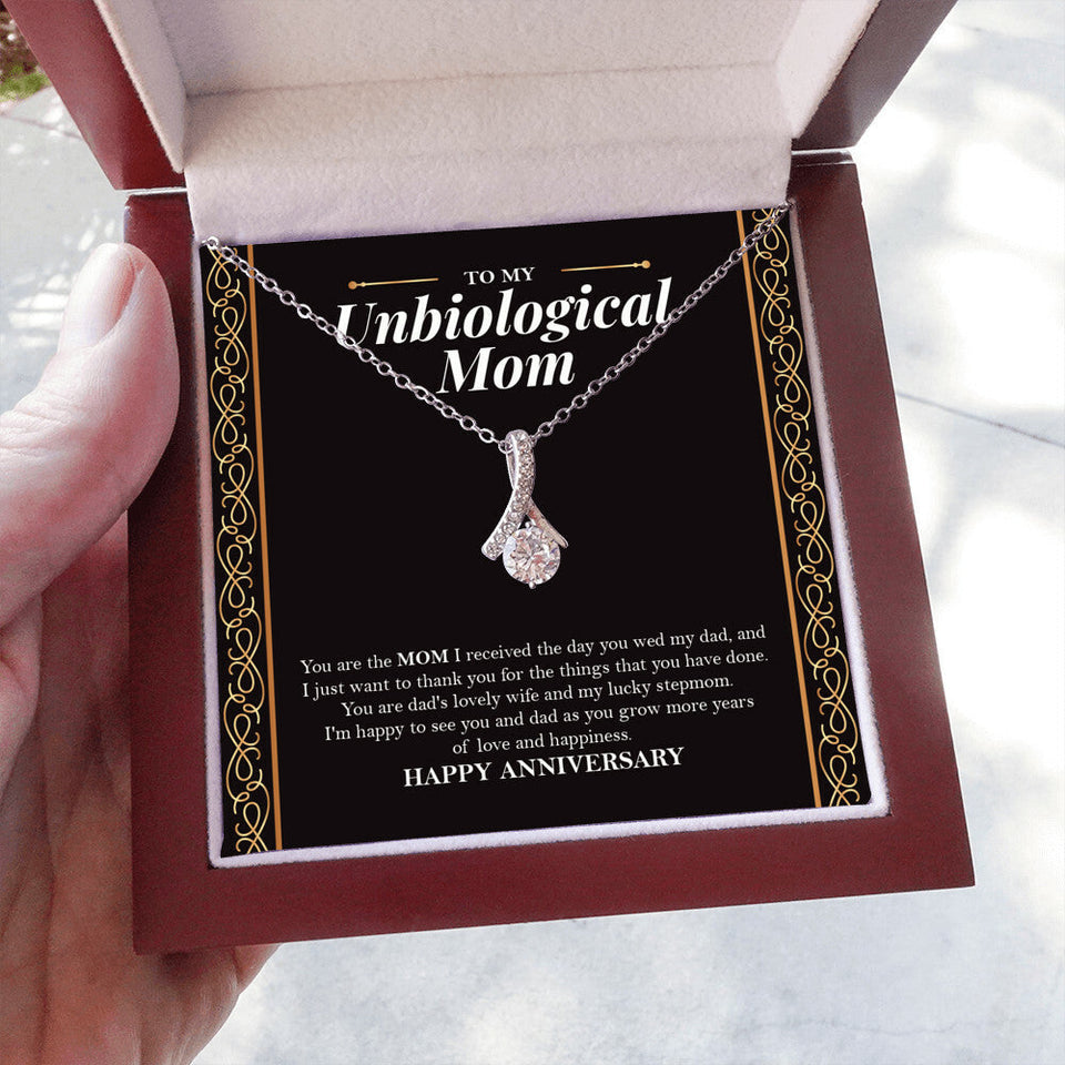 "Grow More Years Of Love" Unbiological Mom Wedding Anniversary Necklace Gift From Daughter Son Alluring Beauty Pendant Jewelry Box