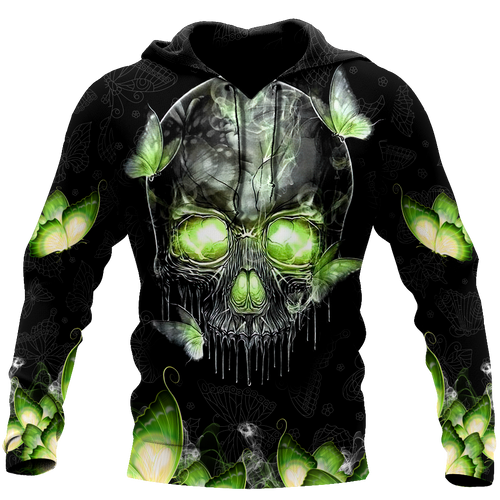 Skull Gifts Butterfly Love Skull red all over printed US Unisex Size Hoodie