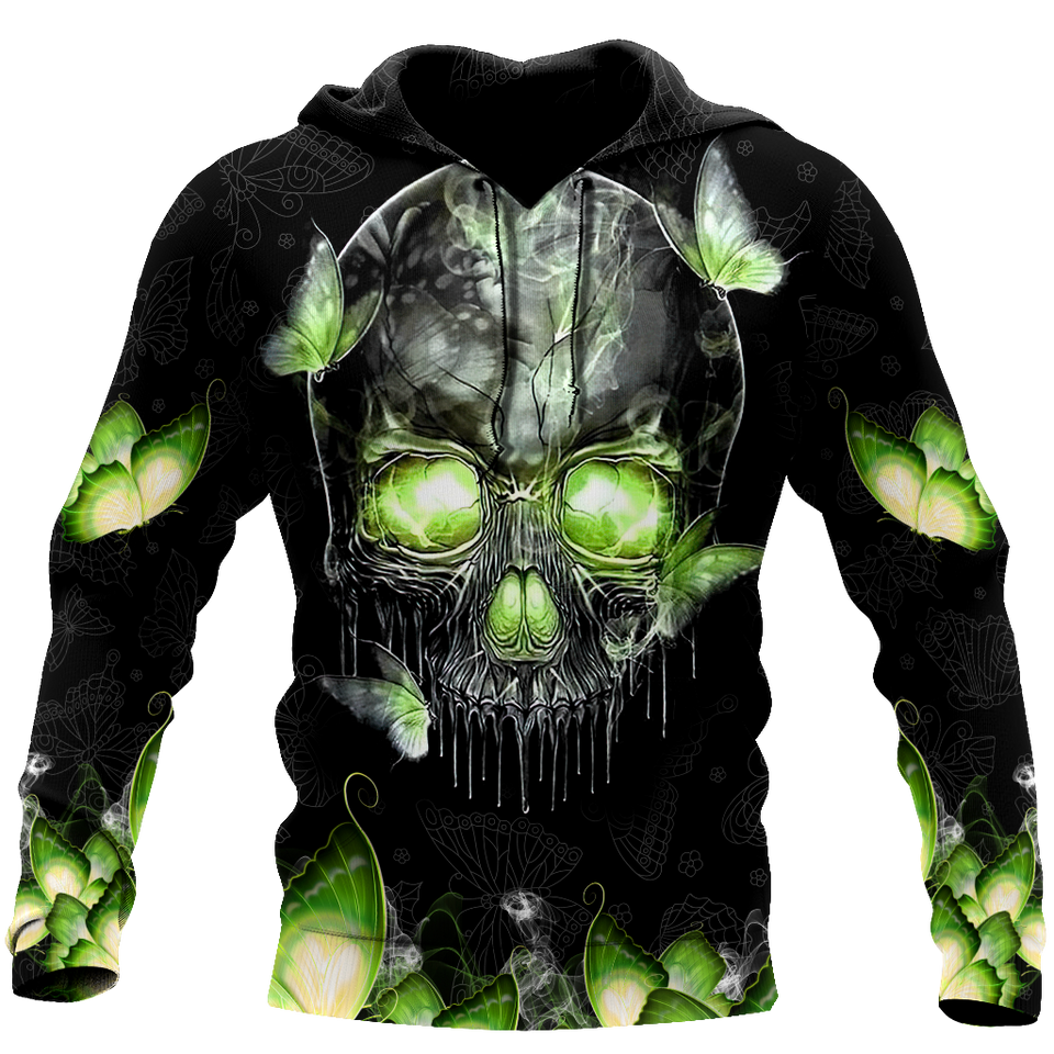 Skull Gifts Butterfly Love Skull red all over printed US Unisex Size Hoodie