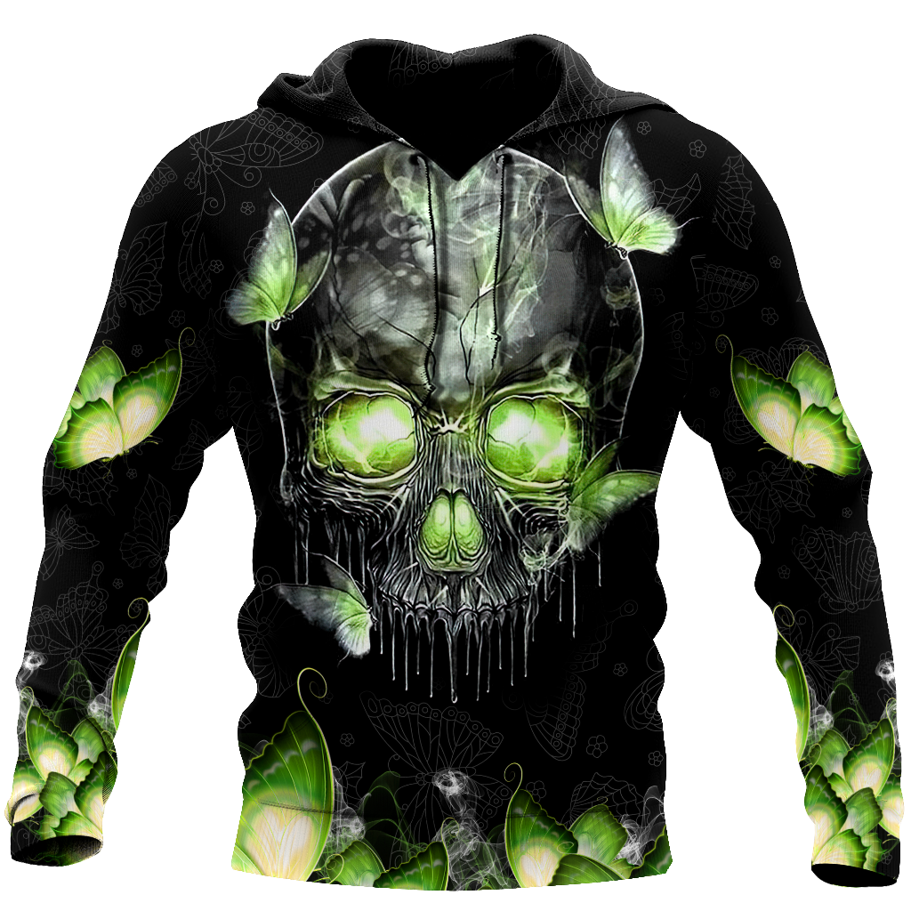 Skull Gifts Butterfly Love Skull red all over printed US Unisex Size Hoodie