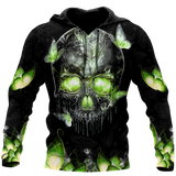 Skull Gifts Butterfly Love Skull red all over printed US Unisex Size Hoodie