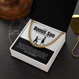 "Blissful Happiness" Bonus Son Engagement Necklace Gift From Mom Dad Parents Cuban Link Chain Jewelry Box