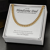 "Love Story Never End" Handsome Dad 25th Wedding Anniversary Necklace Gift  From Daughter Son Cuban Link Chain Jewelry Box