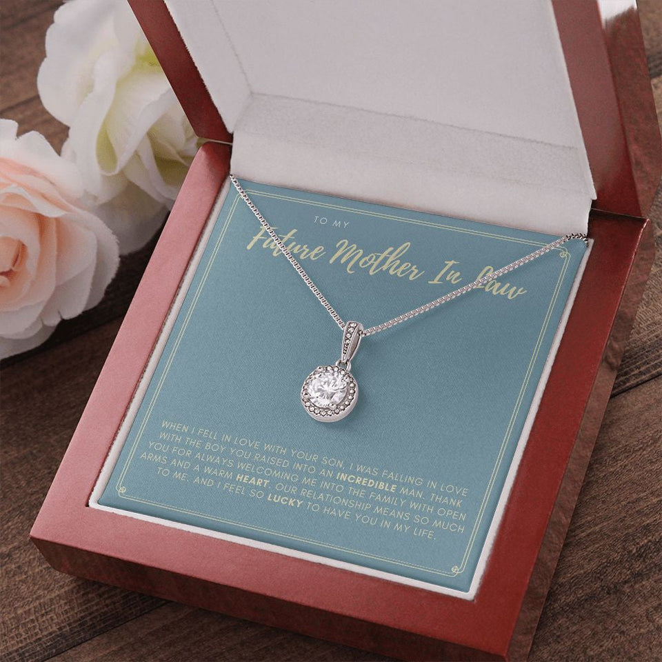 "Lucky To Have You" Future Mother-In-Law Law Necklace Gift From Daughter-in-law Son-in-law Eternal Hope Pendant Jewelry Box Birthday Wedding Christmas Thanksgiving