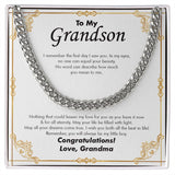 "No One Can Equal" Grandson Wedding Day Necklace Gift From Grandma Grandparents Cuban Link Chain Jewelry Box