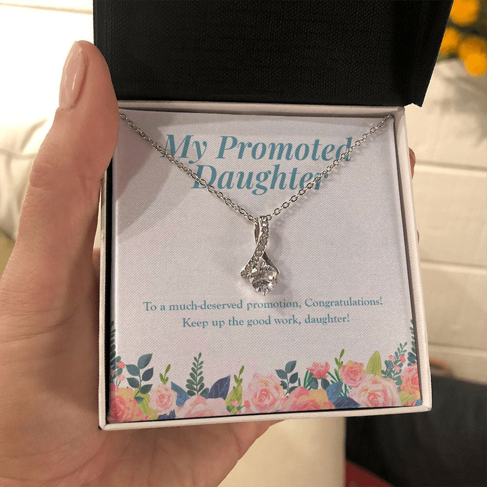 "Much Deserved" Daughter Job Promotion Necklace Gift From Mom Dad Parents Alluring Beauty Pendant Jewelry Box