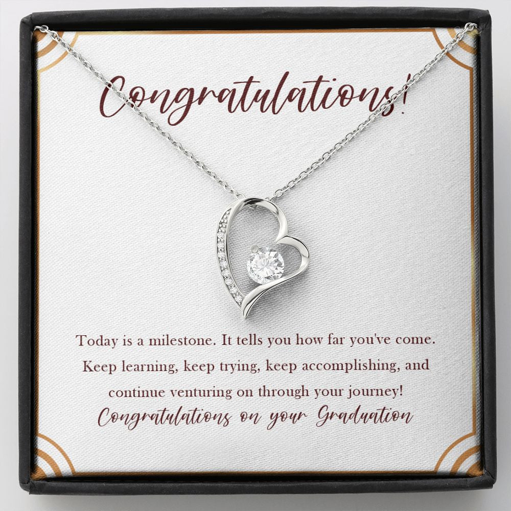 "Today Is A Milestone" Graduation Necklace Gift From Family Parents Friends Forever Love Pendant Jewelry Box