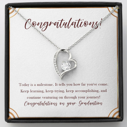 "Today Is A Milestone" Graduation Necklace Gift From Family Parents Friends Forever Love Pendant Jewelry Box