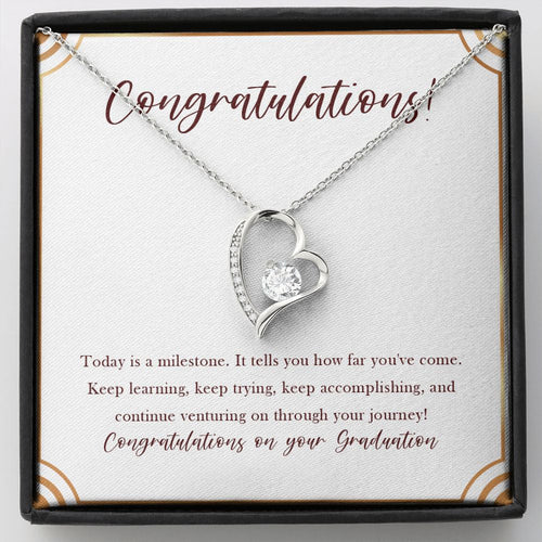 "Today Is A Milestone" Graduation Necklace Gift From Family Parents Friends Forever Love Pendant Jewelry Box