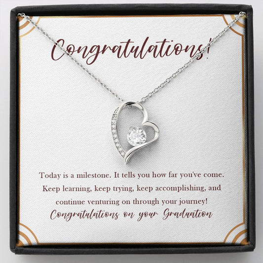 "Today Is A Milestone" Graduation Necklace Gift From Family Parents Friends Forever Love Pendant Jewelry Box