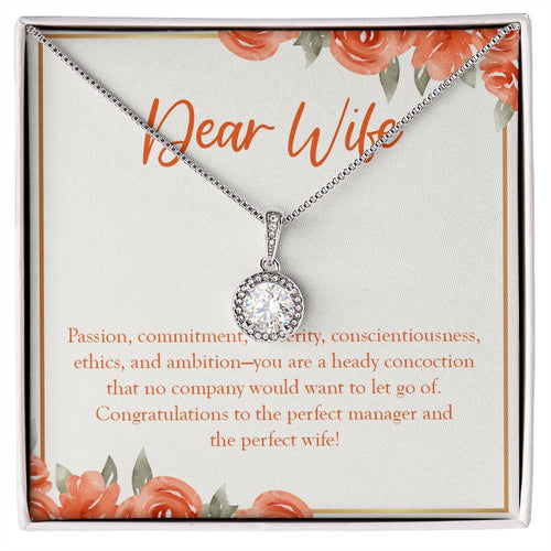 "Passion, Commitment, And Sincerity" Wife Job Promotion Necklace Gift From Husband Eternal Hope Pendant Jewelry Box