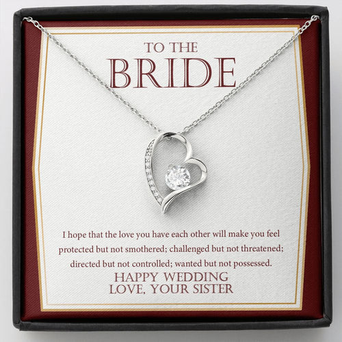 "Wanted But Not Possessed" Bride Wedding Day Necklace Gift From Sister Forever Love Pendant Jewelry Box