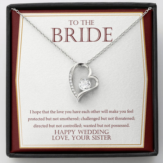 "Wanted But Not Possessed" Bride Wedding Day Necklace Gift From Sister Forever Love Pendant Jewelry Box