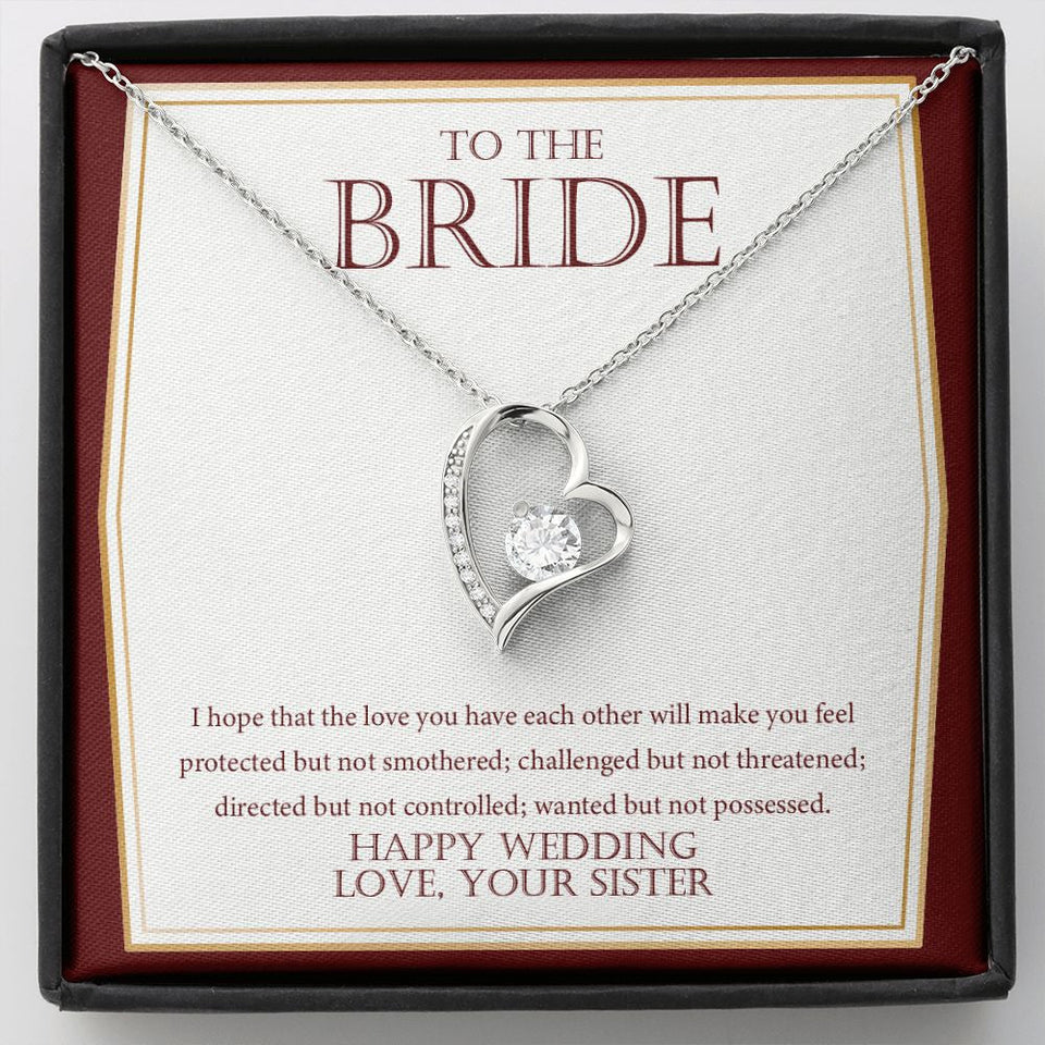 "Wanted But Not Possessed" Bride Wedding Day Necklace Gift From Sister Forever Love Pendant Jewelry Box