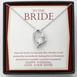 "Wanted But Not Possessed" Bride Wedding Day Necklace Gift From Sister Forever Love Pendant Jewelry Box